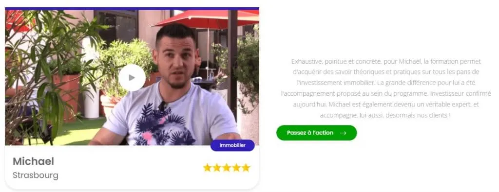 temoignage michael formation yann darwin greenbull créer et développer une entreprise à prépondérance immobilière